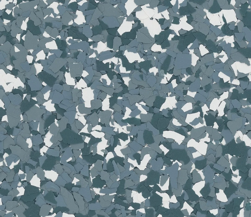 Custom decorative flake mix for an epoxy garage floor