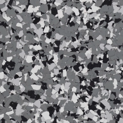 Custom decorative flake mix for an epoxy garage floor