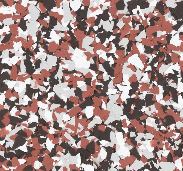 Custom decorative flake mix for an epoxy garage floor